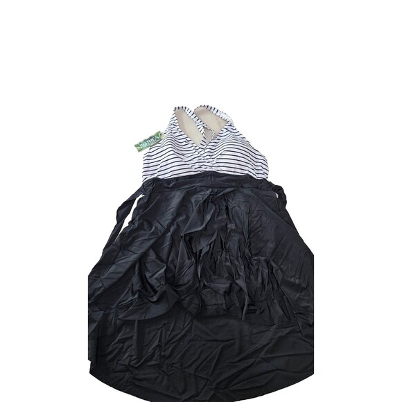 NWT Sothea Black & White Tummy Control Swimsuits V Neck Womens Swimwear Size 22W - Picture 1 of 10